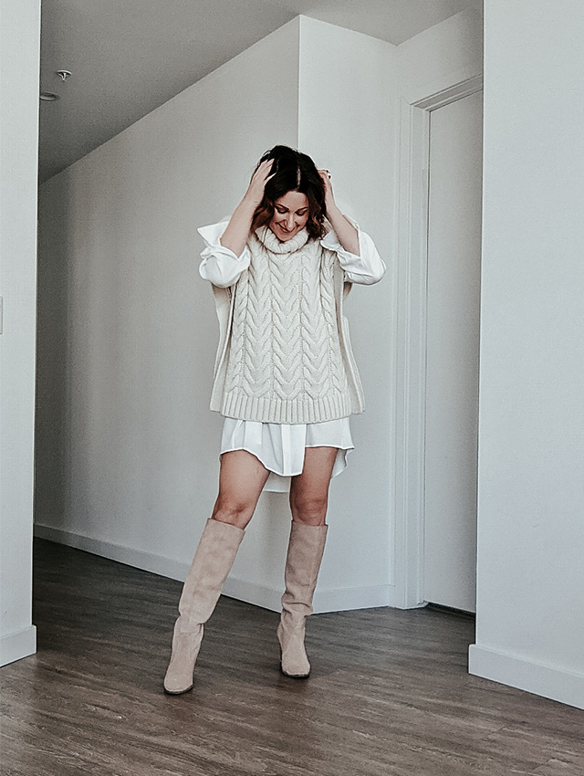 what to wear with a sleeveless sweater dress
